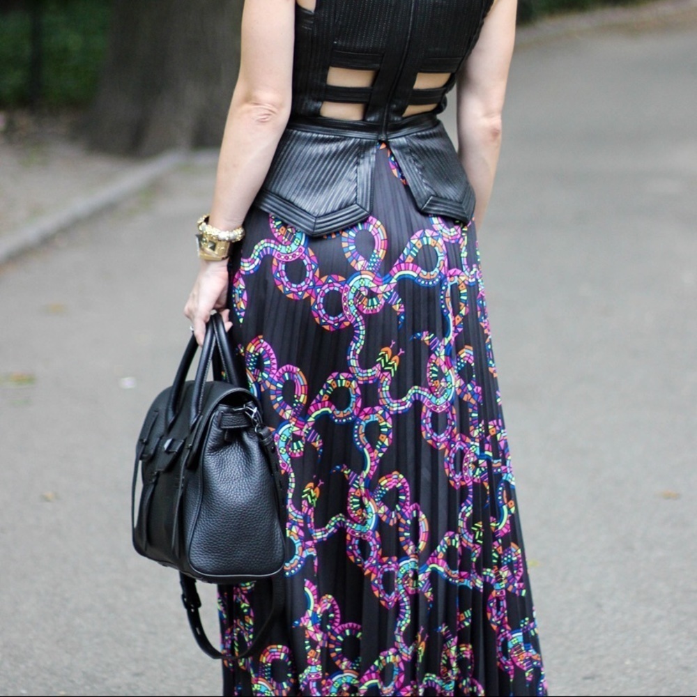 Mara Hoffman Snake Print Maxi Skirt Long Designer Boutique Rare Pleated Pattern - Picture 2 of 14